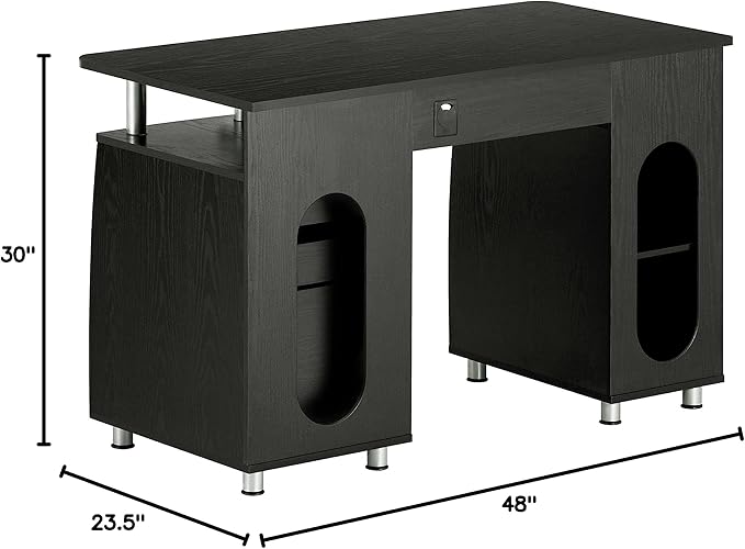 Techni Mobili 47.25" Ergonomic Computer Drawers & File Cabinet for Home Office Storage, Espresso Writing Desk