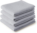 Encasa XO Kitchen Dish Towels Set | Light Grey | Waffle Weave and Flat Hand Tea