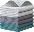 QUILTINA Dish Towels Set, 100% Cotton Waffle Weave Kitchen Towels 6 Pack