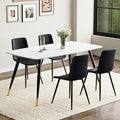 White Dining Table Set for 4, Sintered Stone Dining Room Sets for 4, Easy to Assemble