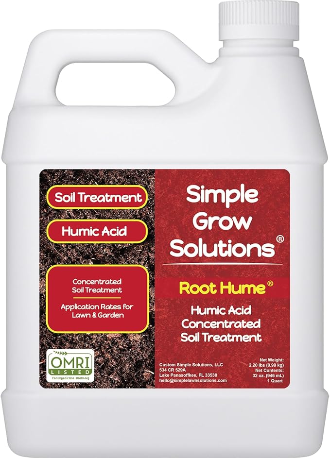 Raw Organic Soil Conditioner- Root Hume- Simple Grow Solutions- Natural Plant & Lawn Treatment- Nutrient Food Enhancer- Concentrated Liquid Humic - Grass, Tomatoes, Citrus, Flowers, Vegetables