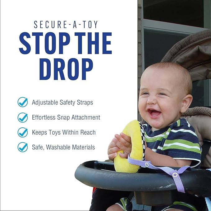 Baby Buddy Secure-A-Toy, Safety Strap Secures Toys, Teether, Pacifiers to Strollers, Highchairs, Car Seats, Adjustable, Keep Toys Sanitary, Registry Must Have, Girls Colors (Colors May Vary), 4 Count