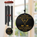 Personalized Golf Memorial Wind Chime – “Golfing on The Greens of Heaven” Custom Name & Years – Sympathy Gift for Golfers, Dad, or Grandpa – Outdoor Remembrance Windchime for Loss of Loved One