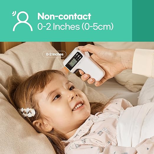 HubiBaby Forehead Thermometer for Adults and Kids, Digital Infrared Thermometer for Baby, Touchless Thermometer with 3 Color Fever Alarm, Fast Reading, Mini Hygrometer Combo (Black)