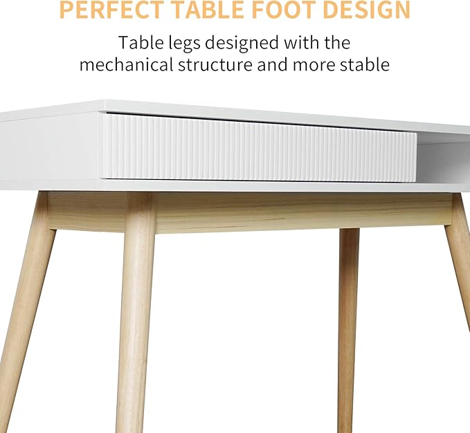 Artswish 42" Wood Modern Office Desk with Drawer, Simple Writing Desk for Home, White