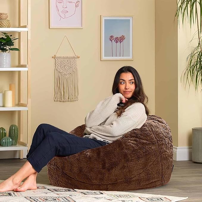 Bean Bag Chair for Adults Kids Without Filling Comfy Fluffy Round Beanbag Couch Lazy Sofa Cover for Reading Chair Floor Chair, 3.5FT, Multicolored