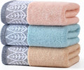 3 Pack Leaf Print Hand Towels, Decorative Cotton Soft & Highly Absorbent Towels