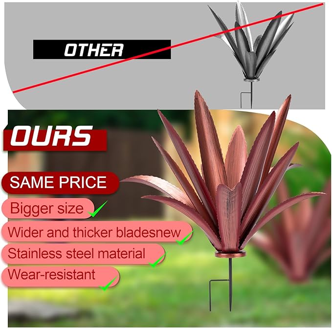Large Tequila Rustic Sculpture, Rustic Metal Agave Plants for Outdoor Patio Yard Mexican Plant Garden， Agave Outdoor Lawn