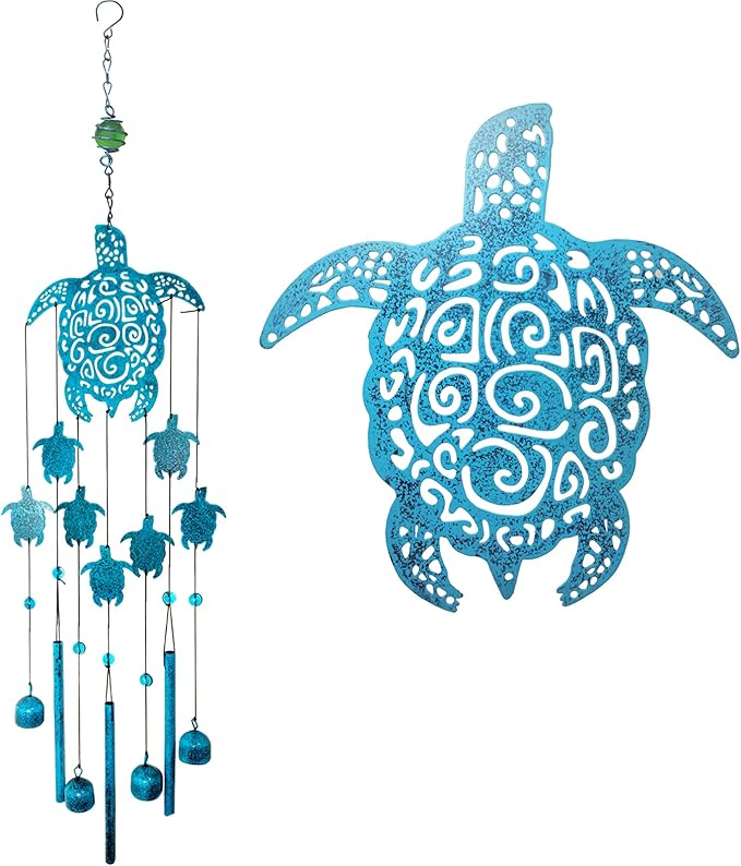 Sea Turtle Wind Chimes for Outside, Memorial Gift for Mom, Garden Decor, Turtle Lover Gifts