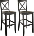 Crosley Furniture X-Back Wood Bar Stools Set of 2, Black, 30-inch