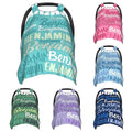 Personalized Baby Car Seat Canopy for Babies, Custom Name Baby Car Seats Covers for Boys Girls, Opening Minky Nursing Breastfeeding Cover for Infant, Carseat Canopies for Newborn (Cyan)