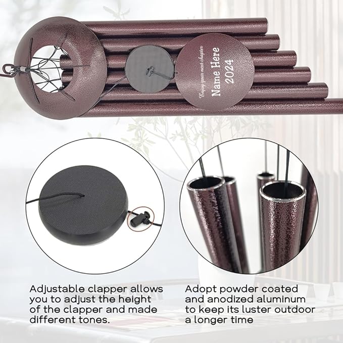 Retirement Wind Chime Personalized, Retirement Gifts of 2024, Best Gifts for Retirement, Deep Tone Wind Chimes Happy Retirement Life, Decorative Wind Chimes Outdoor, Product in USA