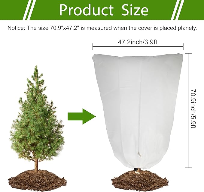 2 Pack Plant Covers Freeze Protection for Winter, 70.9''×47.2'' Frost Cloths for Outdoor Plants Cold Weather Blankets with Zipper Drawstrings