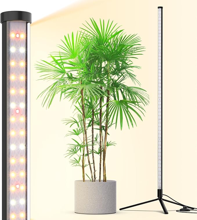 Barrina Grow Lights for Indoor Plants with Stand, 42W 169 LEDs Full Spectrum Wide Illumination Area, T10 Vertical Standing Plant Grow Light, 4FT Height with On/Off Switch and Tripod Floor Stand