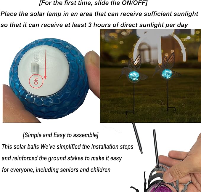 Rooster Solar Lights Outdoor Decorations, 2 Pack Metal Iron Solar Stake Lights for Yard, Garden, Lawn Decor