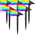 Solar Color Changing RGB Spot Lights Outdoor, 6 Pack/7 Lighting Modes Multicolor Outdoor Lights for Yard Waterproof IP68, Halloween Christmas Solar Landscape Powered Lights Garden Pathway
