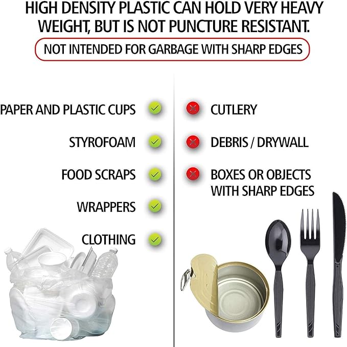 Aluf Plastics High Density Trash Bags, 10 Gallon, 6 Micron,