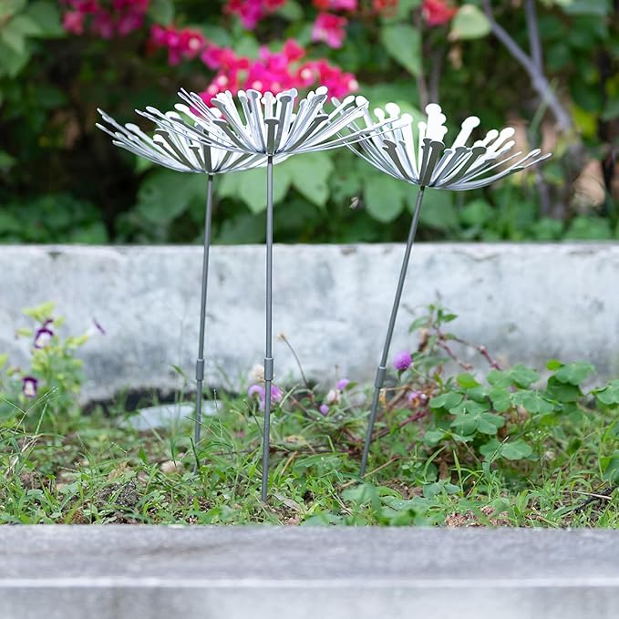 Metal Flowers - Unique Dandelion Design Outdoor Garden Stakes, Durable Weather-Resistant Steel, Easy Installation, Large Yard Art for Plants and Small Decorations, Ideal for Garden Enthusiasts
