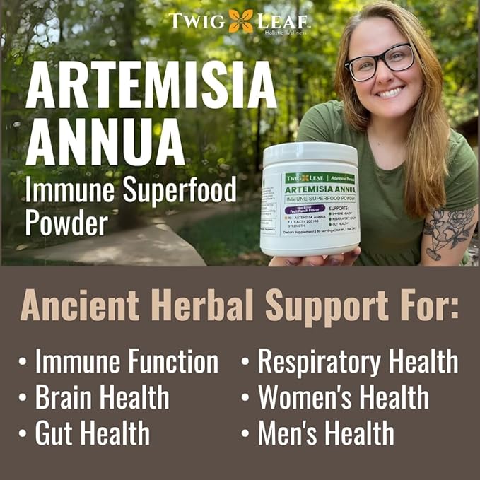 Artemisia Annua Sweet Wormwood Herbal Powder | Leaf Extract Brain Supports | Artemisinin Supplement | Sweet Wormwood Organic Extract | Non-GMO, Vegan, Gluten-Free | 30 Servings/8.5 Oz (240g)