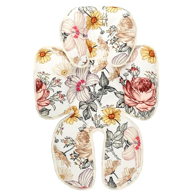 Floral Car Seat Insert,Cushion for Stroller, Swing, Bouncer, 2-in-1 Reversible, Floral Baby Car Seat Canopy Soft Minky Plush Dotted Backing Baby Car Seat Cover Girls, Infant Carseat Canopy