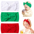 jollybows 3PCS Baby Christmas Bow Headbands Soft Nylon Baby Girl Headbands for Newborn Infant Toddler Kids Cute Bow Wide Hairbands Hair Accessories(White Green Red-Merry Christmas)