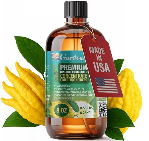 GARDENERA Premium Organic Seaweed & Kelp Superfood for Citron Plants - 8 oz - Liquid Kelp Fertilizer Concentrate (Makes 45 Gallons)