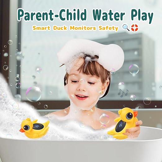 Baby Bath Thermometer - Digital Floating Water Thermometer with LED Display & Color Temperature Alerts, Rechargeable Bath Toy for Infant Bathtub Safety, Newborn Bath Essentials Gift