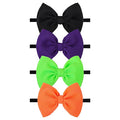Hairband, 4 Pack Halloween Baby Girl Headbands with Bows for Newborn - Orange, Black, Purple, Green Nylon Hair Accessories, One Size Fits All