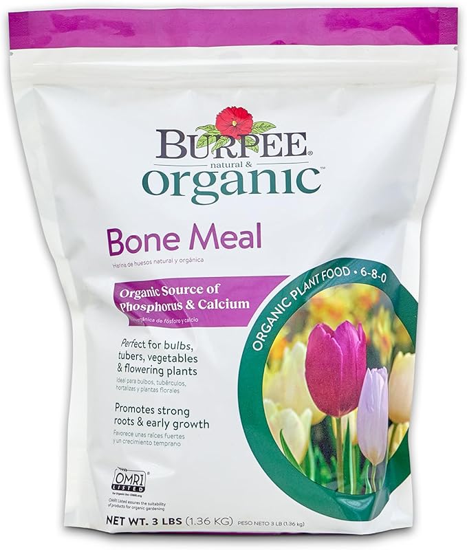 Burpee Bone Meal Fertilizer | Add to Potting Soil | Strong Root Development | OMRI Listed for Organic Gardening | for Tomatoes, Peppers, and Bulbs, 1-Pack, 3 lb (1 Pack)