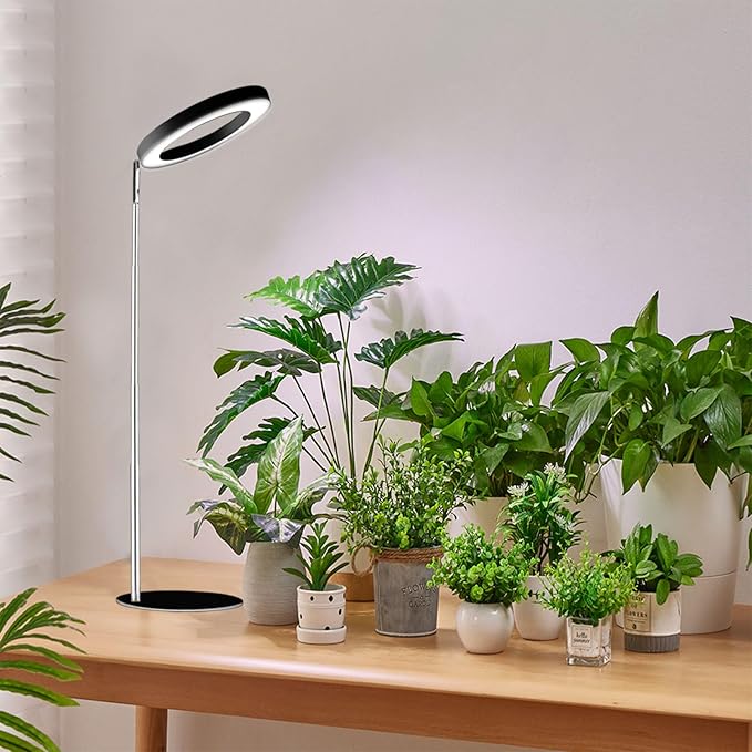 Yadoker 72 LEDs Full Spectrum Plant Grow Light for Indoor Plants，Height Adjustable, 6.3" Aluminum Housing,Automatic Timer with 8/12/16 Hours,10-Level Brightness,Black Plant Light,1 Pack