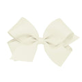 Wee Ones Girls' Classic Grosgrain Hair Bows with Plain Wrap Center, No-Slip Hair Clip, Handmade, Antique White, Medium