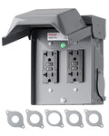 DEWENWILS Outdoor Electrical Outlet Box, Dual 20 AMP WRTR GFCI Receptacles with Rainproof 3R Enclosure, Waterproof GFCI Outlet Box with Cover for Garden, Outdoor Lights, ETL Listed