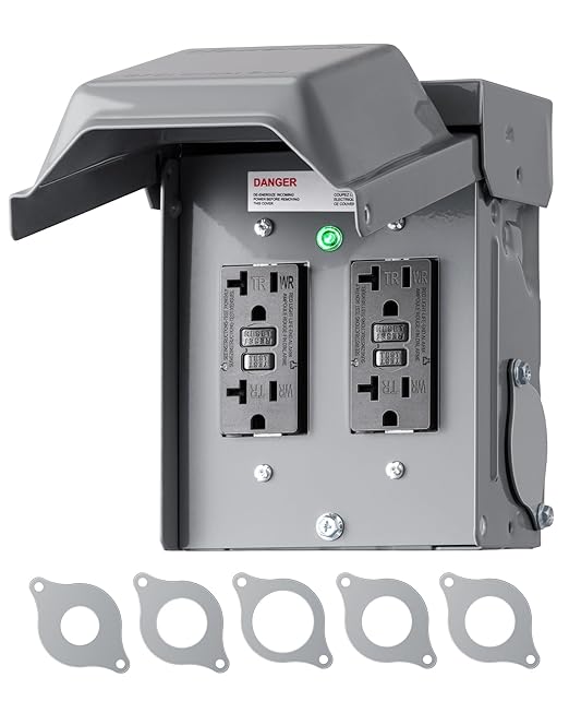 DEWENWILS Outdoor Electrical Outlet Box, Dual 20 AMP WRTR GFCI Receptacles with Rainproof 3R Enclosure, Waterproof GFCI Outlet Box with Cover for Garden, Outdoor Lights, ETL Listed