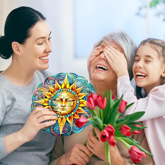 Celestial Sun Wind Spinner - Unique 3D Hanging Wind Spinner for Yard and Garden