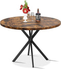 Round Dining Table: 39" Modern Brown Table with Black X Base for 4-5 People, Perfect for Small Spaces & Apartments