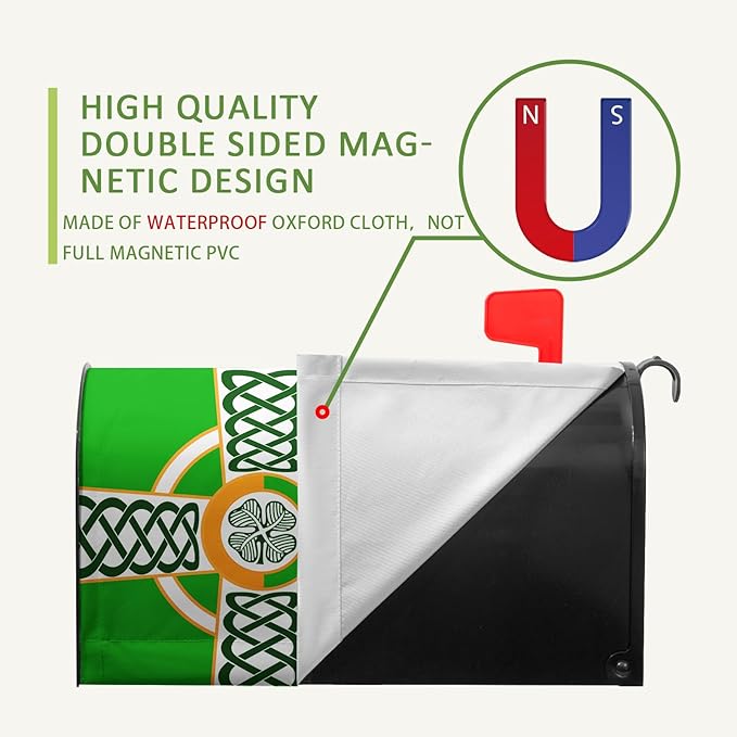 St. Patrick's Day Mailbox Cover Celtic Irish Flag Clover Oversized Mail Box Wrap Farmhouse Home Magnetic Mailbox Covers Shamrocks Mailboxs Post Box Covers Wraps Large Size 25.5 X 21 Inch