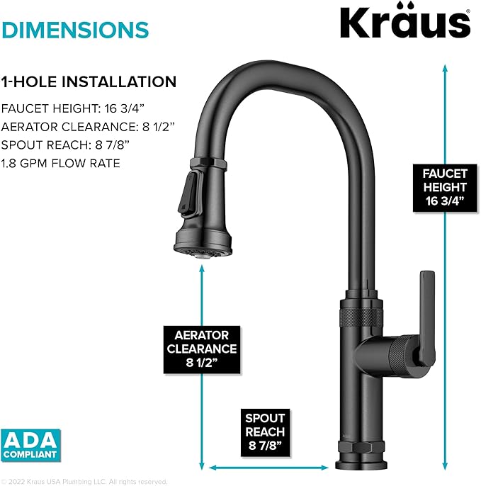 KRAUS Allyn Industrial Pull-Down Single Handle Kitchen Faucet in Spot-Free Black Stainless Steel, KPF-4102SFSB