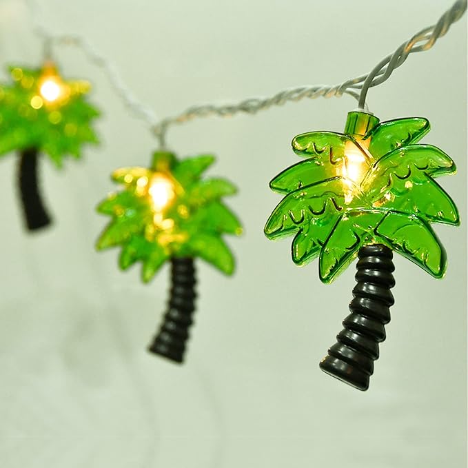 SUNSGNE 8.5Feet Palm Tree Patio Lights String - Summer Patio String Lights, Beach Themed Party Decorations, Tropical Party Decorations, Indoor Fun Lights, Birthday String Lights