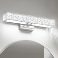 SOLFART Crystal Bathroom Vanity Lights Over Mirror, Chrome Bathroom Light Fixture, 16.5 Inch LED Lights for Bathrooms Vanity Lights for Bath Chrome