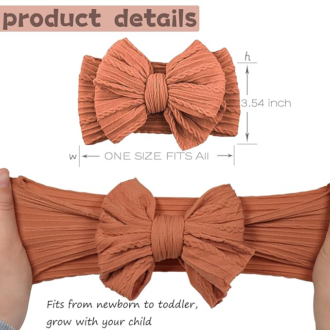 ALinmo 6 Pack Baby Headbands Super Soft Stretchy Nylon Hair Bands Hair Bows Hair Accessories for Baby Girls Newbrons infants Toddlers 04