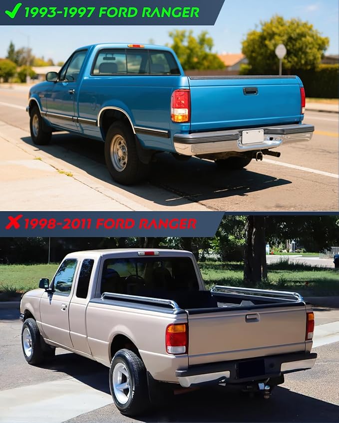 Nilight Taillight Assembly Compatible with 1993 1994 1995 1996 1997 Ford Ranger Red Clear Tail Light OE Style Rear Lamp Replacement Passenger Side