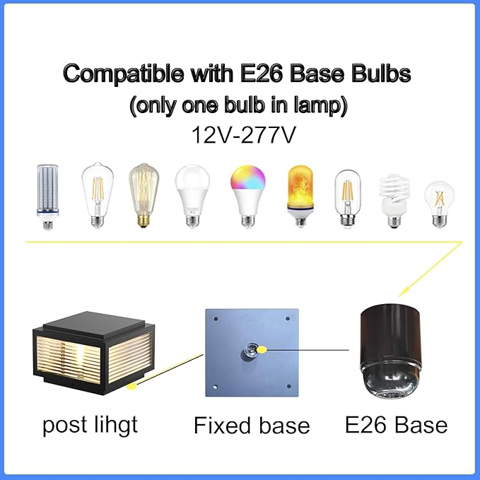 Outdoor Post Light,20X20 in Large Wired Lantern Column Lamp,Garden Light,for Mailbox, Flat Surface Patio Garden Decoration with IP54 Waterproof E26 Replaceable Light Bulb Post lamp