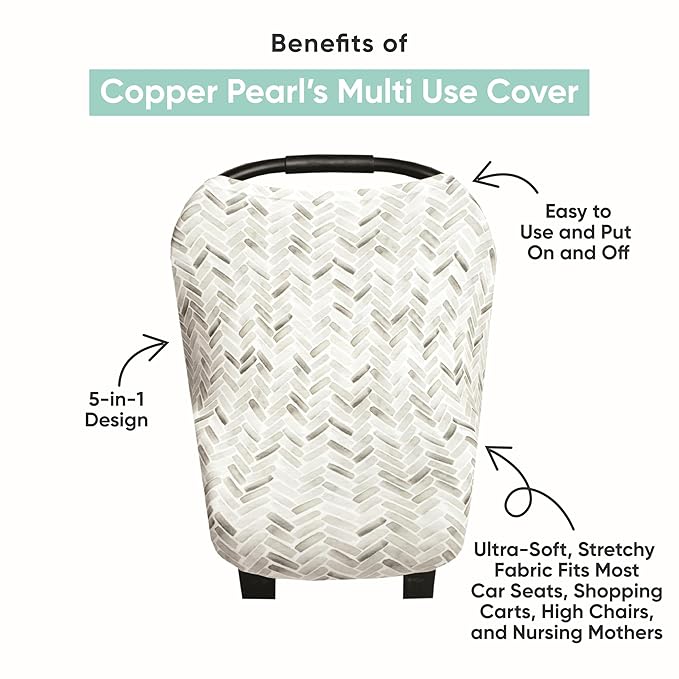 Copper Pearl Multi-Use Cover: Car Seat Covers, Nursing Cover, and Stroller Cover for Sun - Stretchy Fabric, All-Season Use, Stylish Designs, Easy Access for Moms - Powell