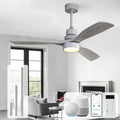 Sofucor Smart Ceiling Fan, 52" Low Profile Ceiling Fans with Lights and Remote, Compatible with Alexa/Google/App, 3-Color Light 6-Speed DC Motor Reversible Timer for Bedroom Living Room Patio Outdoor