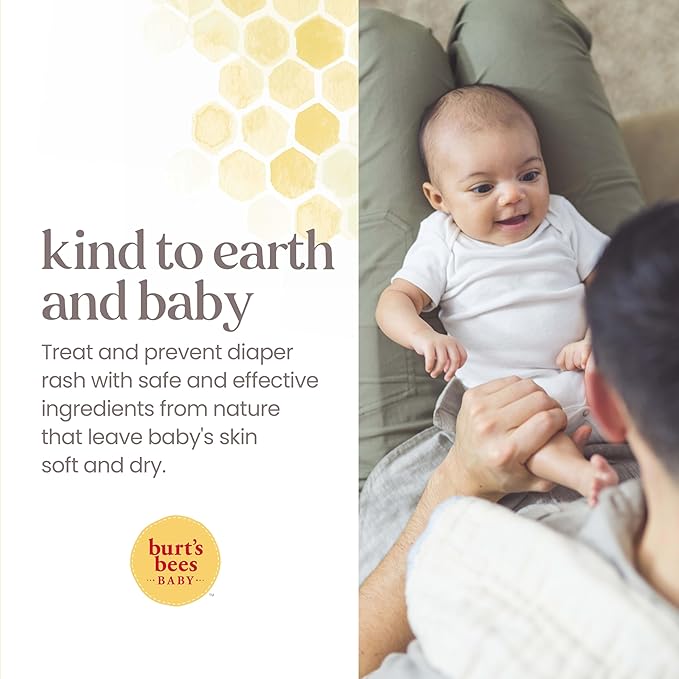Burt's Bees Baby Diaper Rash Ointment, Maximum Strength, 40% Zinc Oxide, 100% Natural Origin, Pediatrician Tested, Net Weight 3 Ounces , Pack of 2