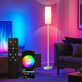 Qaubauyt Smart LED Floor Lamp with APP Control & RGB Colors - Dimmable Standing Lamp for Living Room, Bedroom, Gaming - Remote, Timer, 9W Bulb Included, 67" Modern Tall Lamp (White)