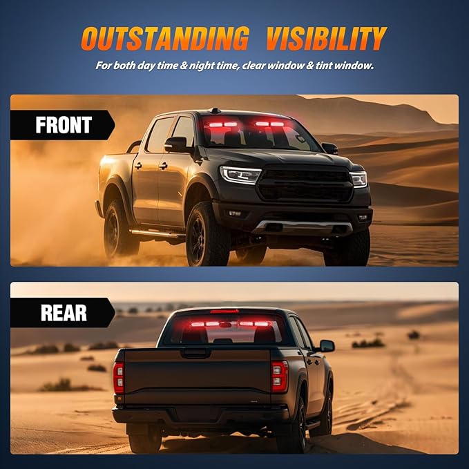 Nilight 40LED Red Emergency Strobe Traffic Advisor Light Bar with Suction Cups Dash Safety Warning Hazard Flashing Lights Interior Front/Rear Windshield for Trucks Construction Vehicles