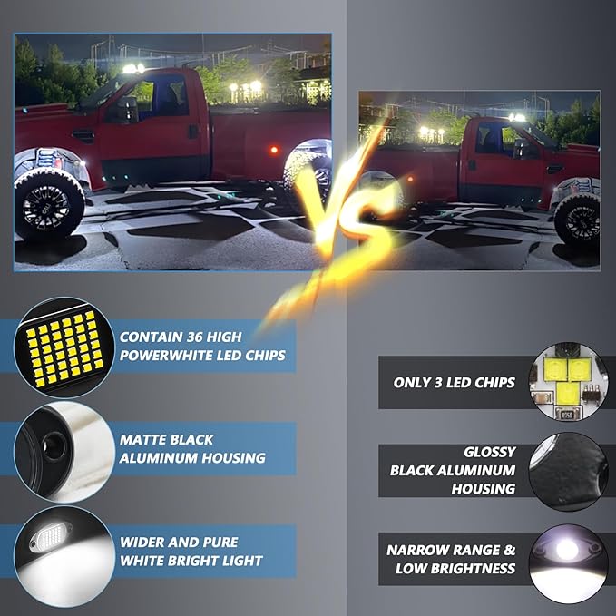 Rock Lights Ultra Bright LED Neon Underglow Lights Waterproof for Trucks Pickup SUV UTV ATV RZR Car Boats Motorcycle (White, 16 Pods+ 33ft Wire Harness)