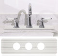 3 Hole White Faucet Mat for Kitchen Sink Bathroom 16.1" x 5" Kitchen Faucet