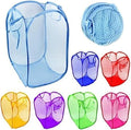 6pcs Foldable Pop Up Mesh Washing Laundry Basket Bag Bin Hamper Toy Tidy Storage